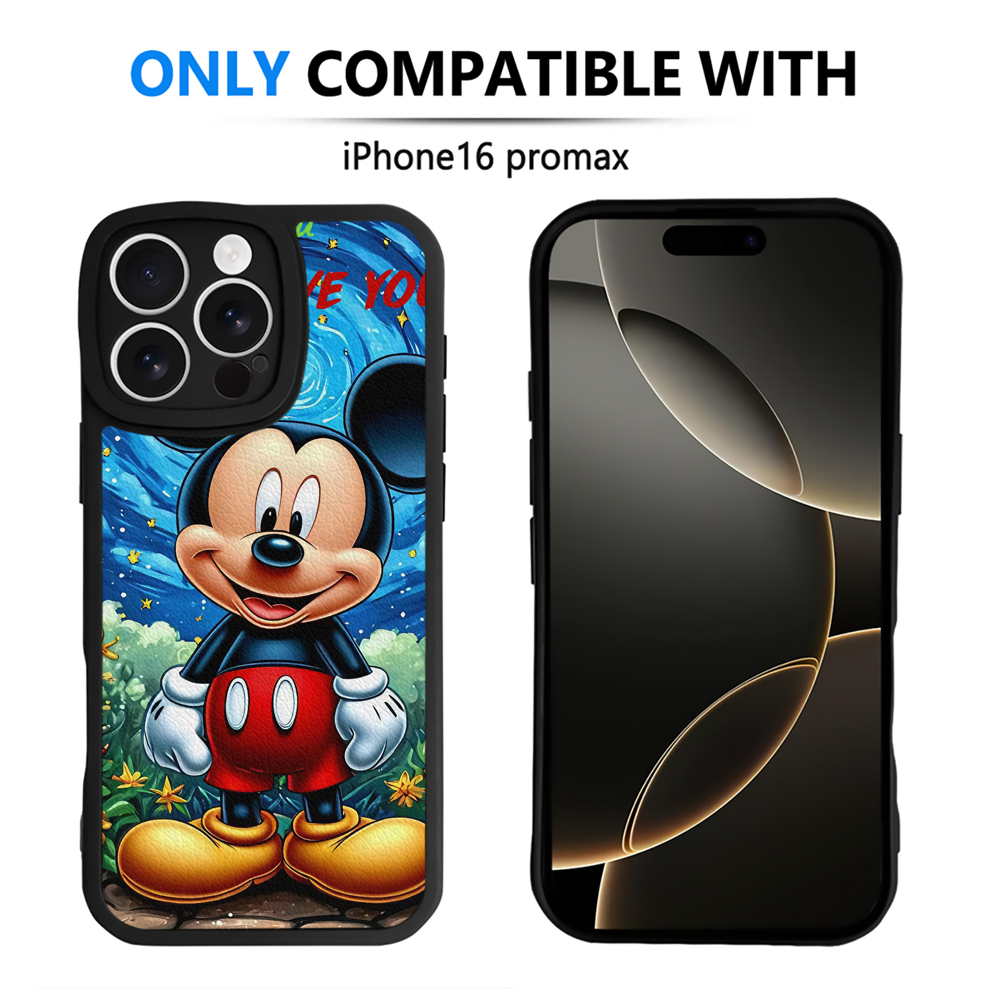 （画像用） ミッキーマウス Mickey Mouse 【iPhone 16シリーズ対応】シリコンスマホケース（レザー調） 材質：シリコン